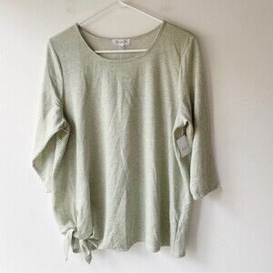 jillian n petite green striped tie side top